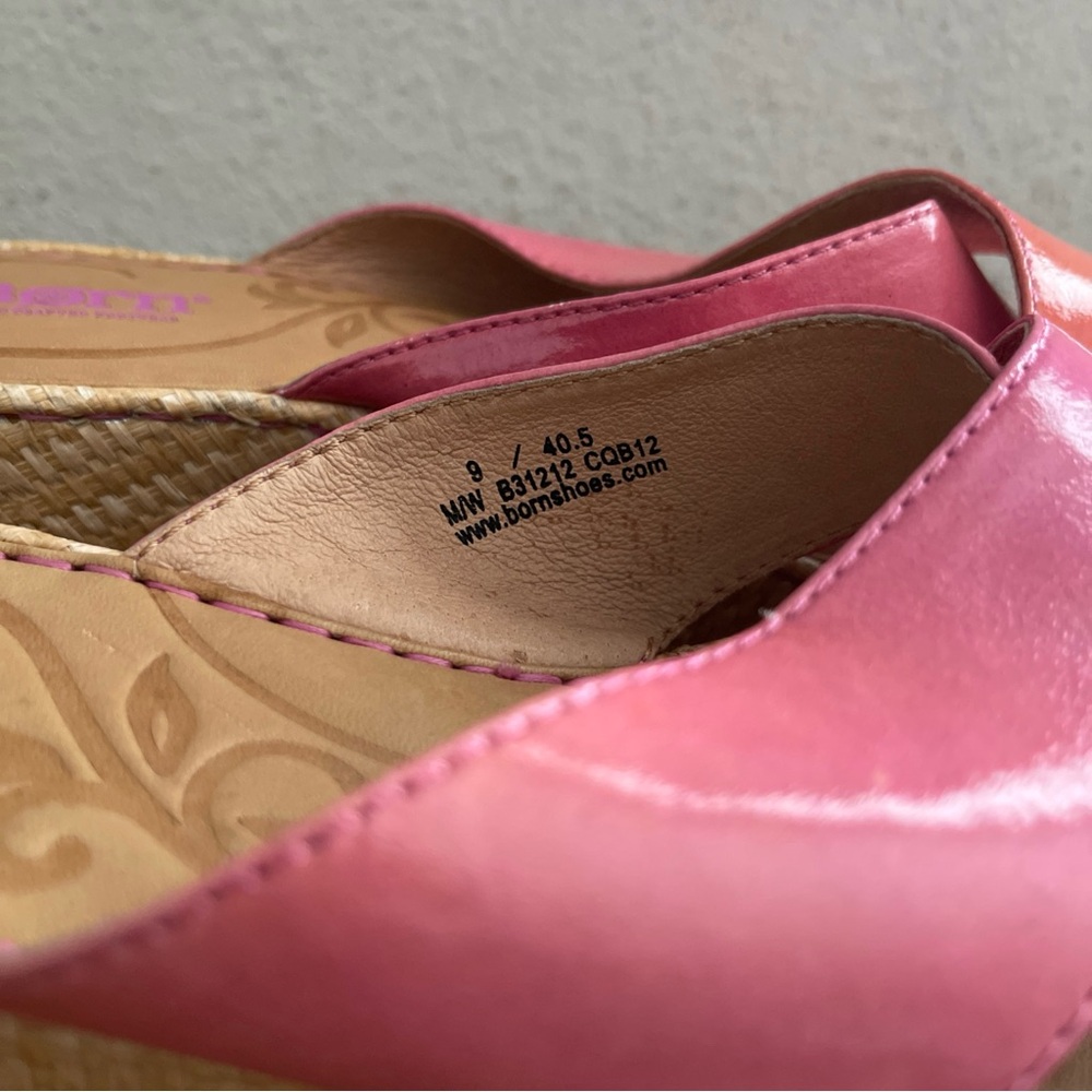 Born Curstyn Pink Leather Wedge Heel Women’s Sandals D89605 Sz 9 - Picture 4 of 12